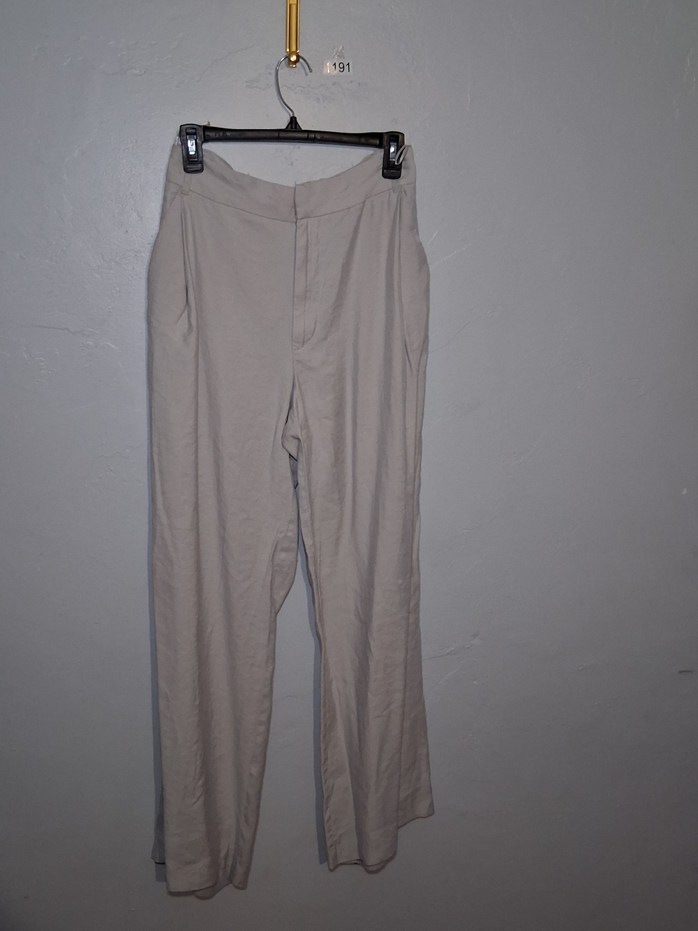 Zara Beige High-Rise Straight Leg Chinos